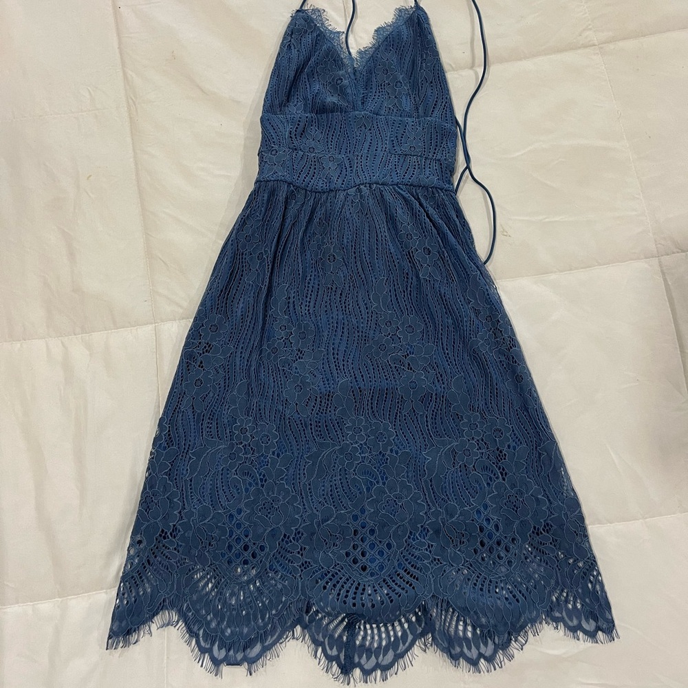 Elegant Blue Lace Dress